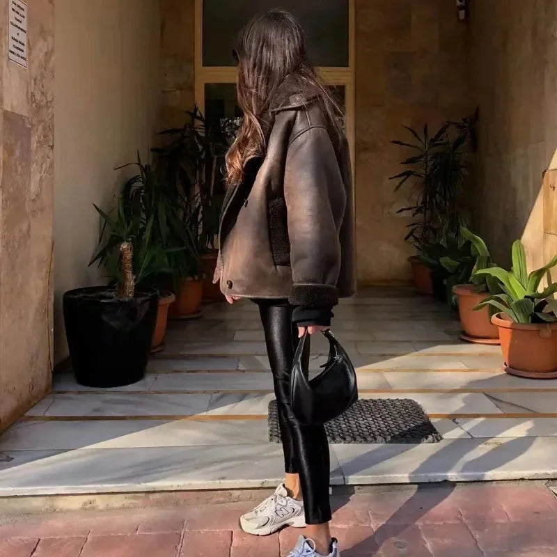 Oriane - Veste Effet Mouton Revers