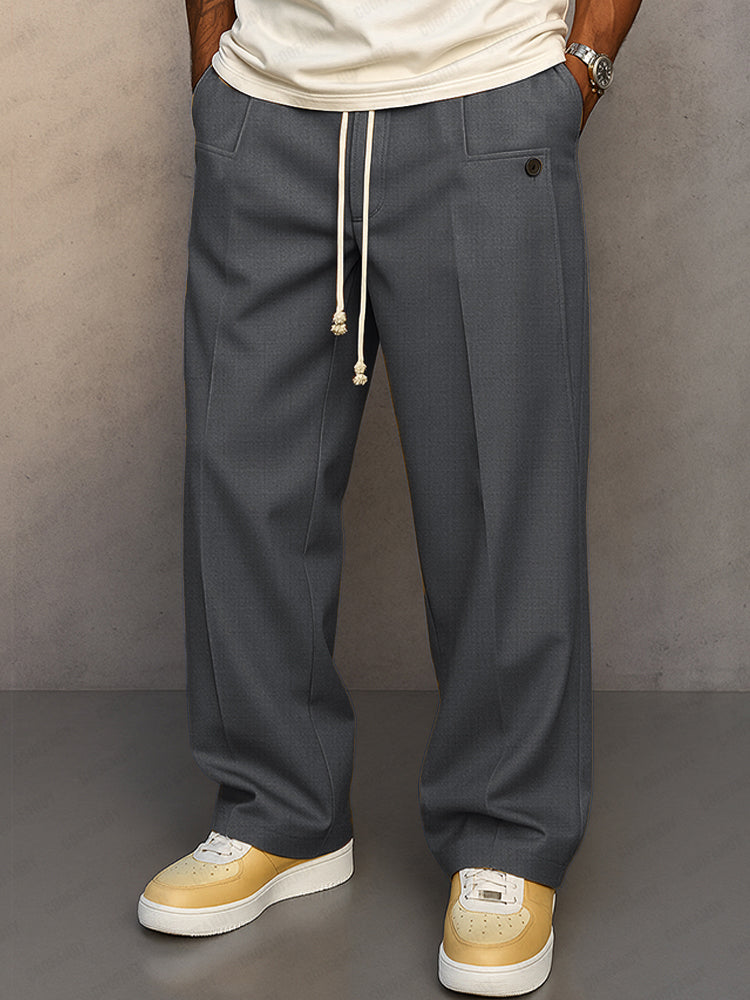 Pantalon Chino Homme Taille Réglable Pli Avant - Gris