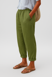 Pantalon droit femme taille élastique poches latérales