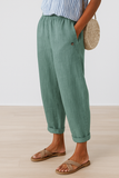 Pantalon droit femme taille élastique poches latérales