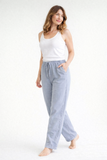 Pantalon en lin femme taille élastique coupe ample