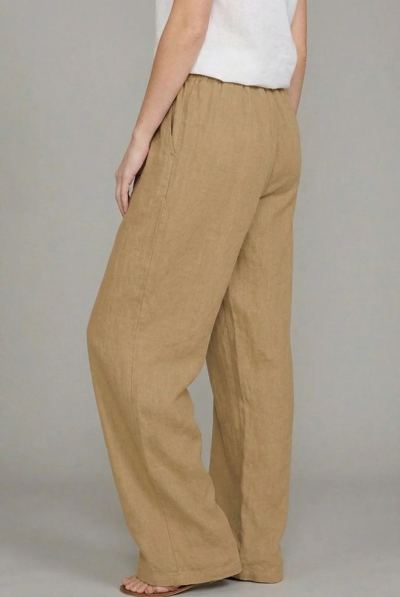 Pantalon large taille élastique cordon femme