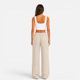Pantalon large femme taille élastique coupe confort