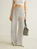 Pantalon large taille haute asymétrique femme