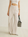 Pantalon large taille haute asymétrique femme