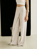 Pantalon large taille haute asymétrique femme