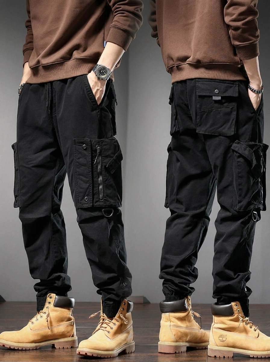 Pantalon Tactique Unisexe Robuste en Polyester - Noir