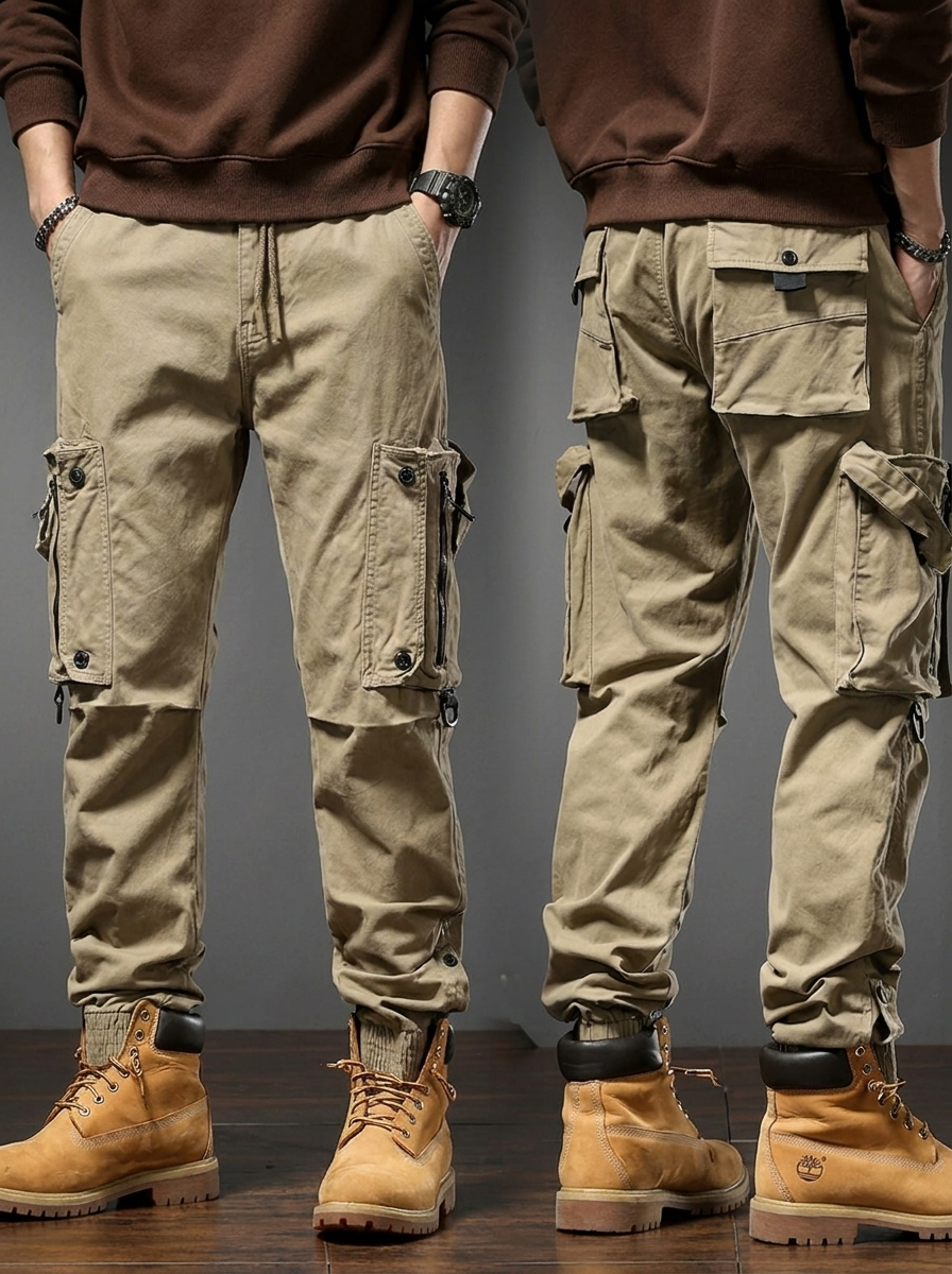 Pantalon Tactique Unisexe Robuste en Polyester - Beige
