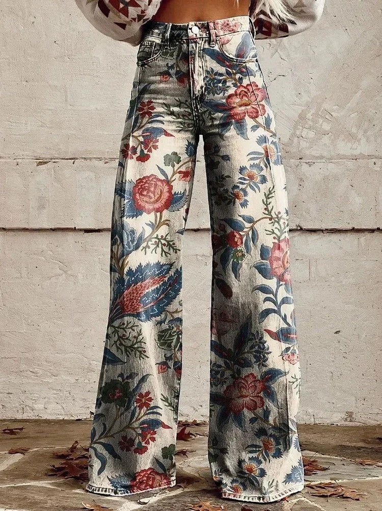 Alix - Pantalon Large Imprimé Fleuri