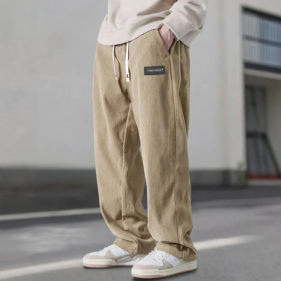 Pantalon Velours Côtelé Extensible Taille Cordon
