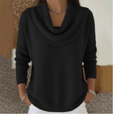 Pull Col Élégant Femme en Coton - Noir
