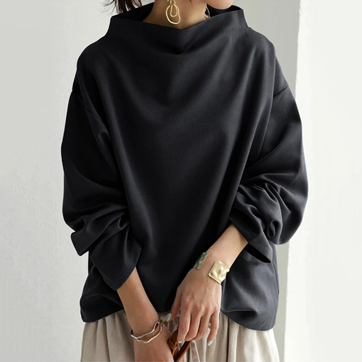 Pull col montant femme en maille douce