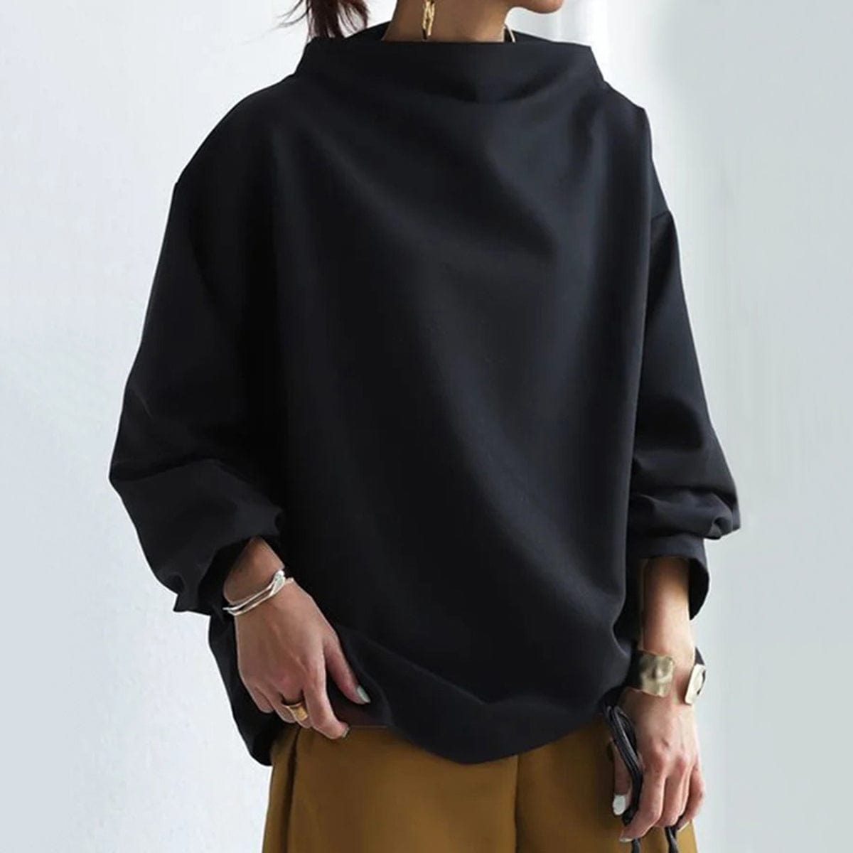 Pull col montant femme en maille douce