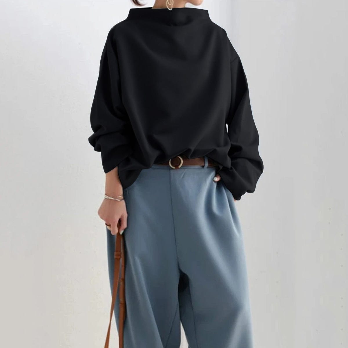 Pull col montant femme en maille douce