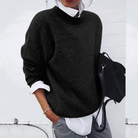 Pull col rond manches longues extensible coupe regular