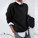 Pull col rond manches longues extensible coupe regular