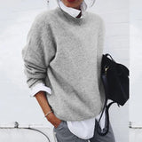 Pull col rond manches longues extensible coupe regular