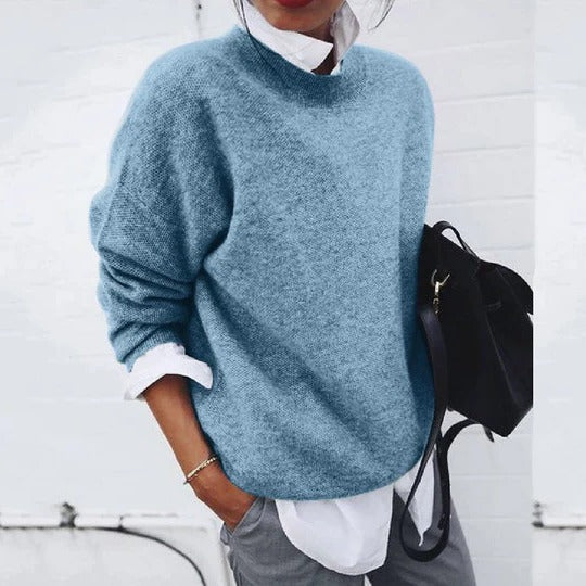 Pull col rond manches longues extensible coupe regular