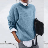 Pull col rond manches longues extensible coupe regular