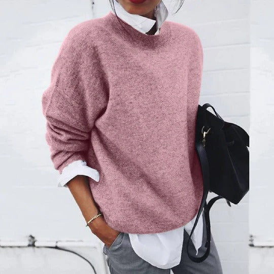 Pull col rond manches longues extensible coupe regular