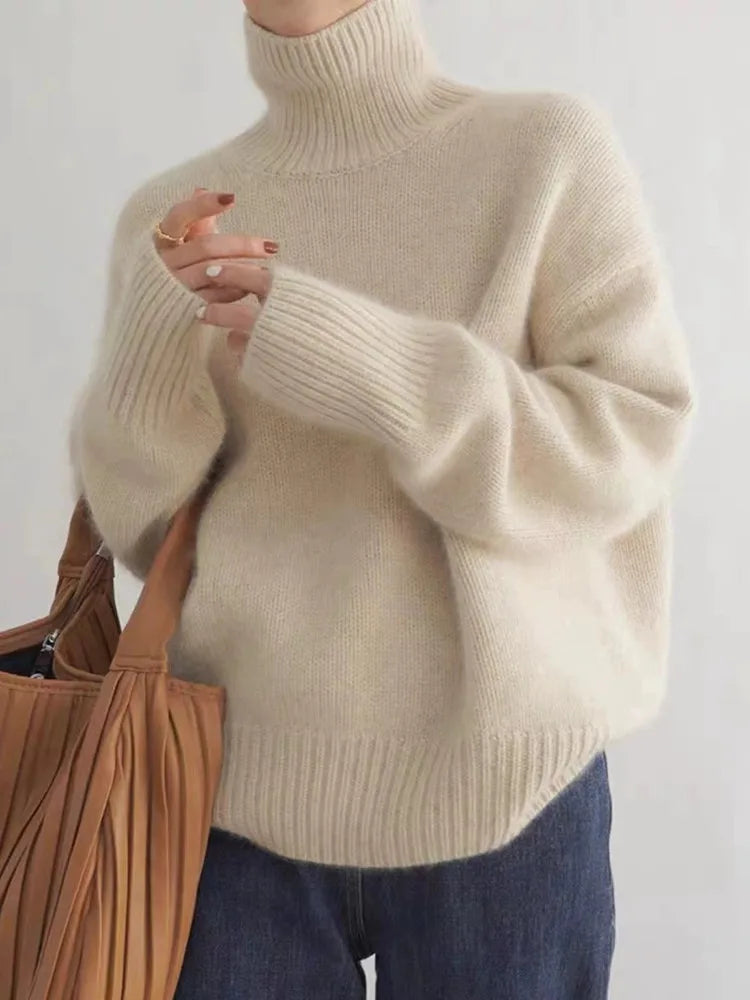 Pull Col Roulé Cachemire Femme