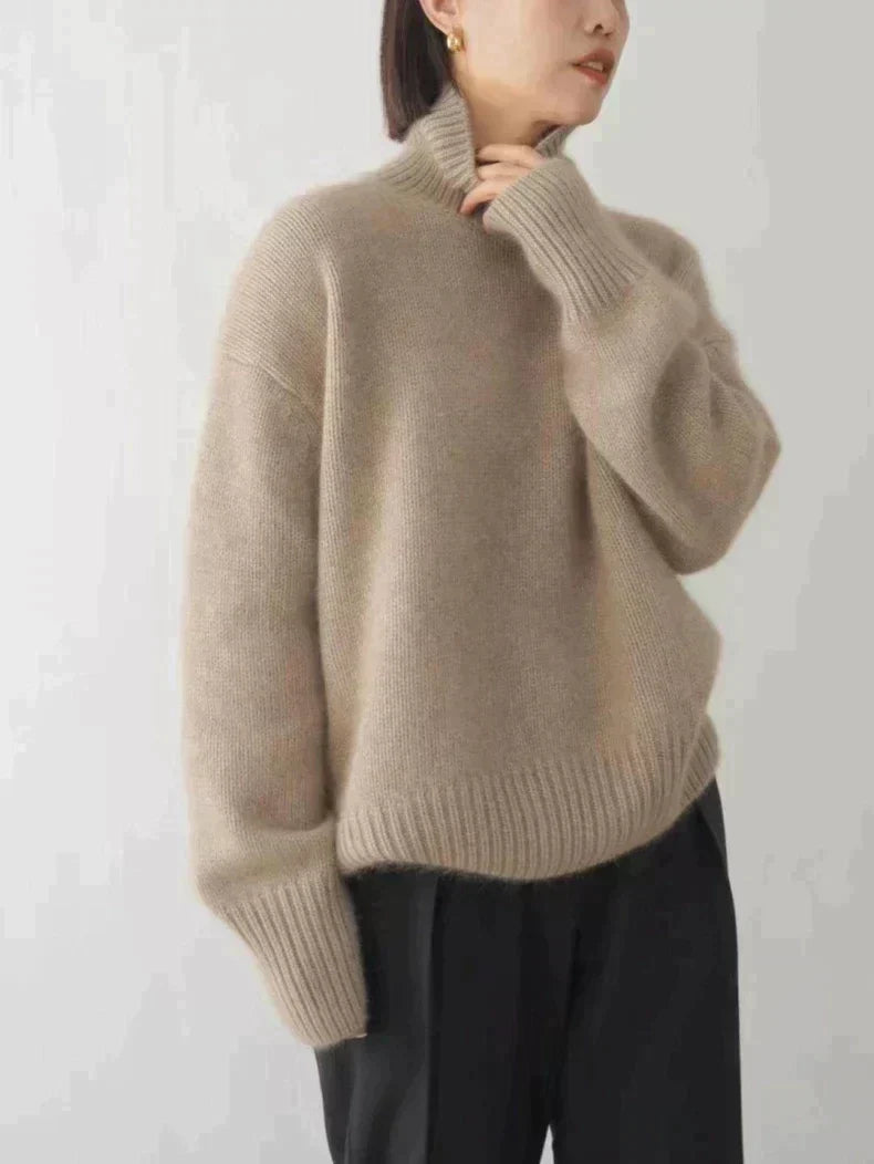 Pull col roulé cachemire femme - Kaki
