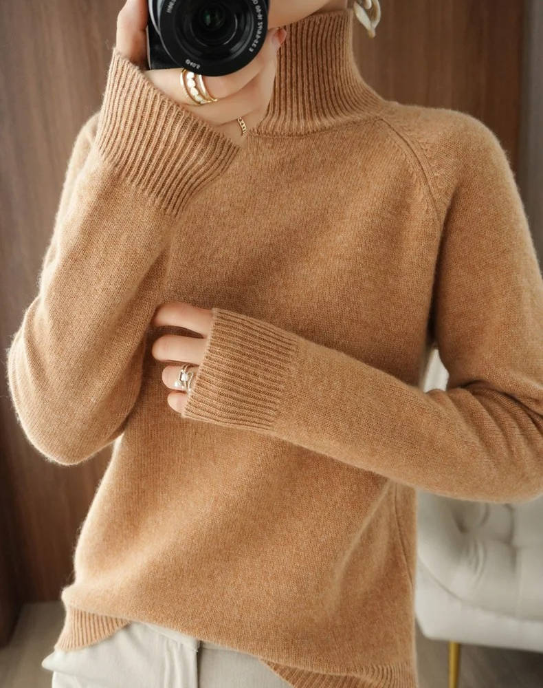 Pull col roulé en cachemire femme