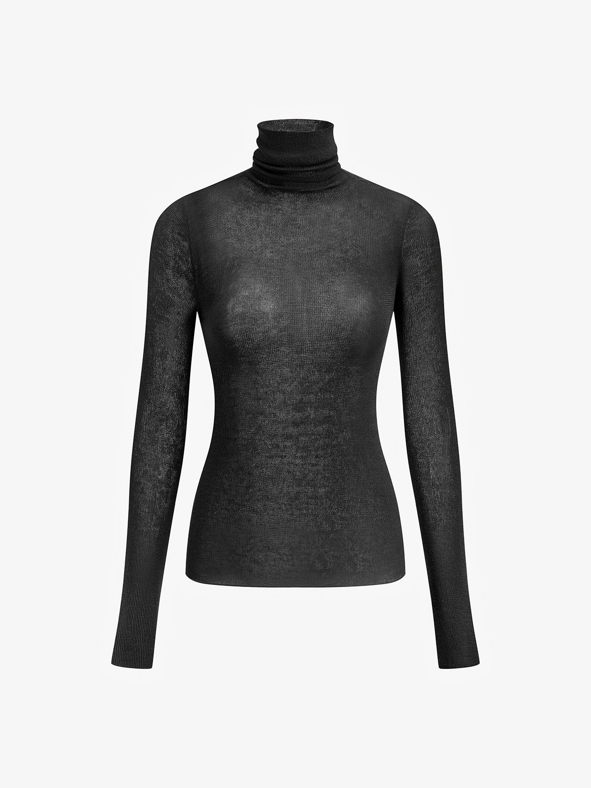 Pull col roulé femme en laine transparent