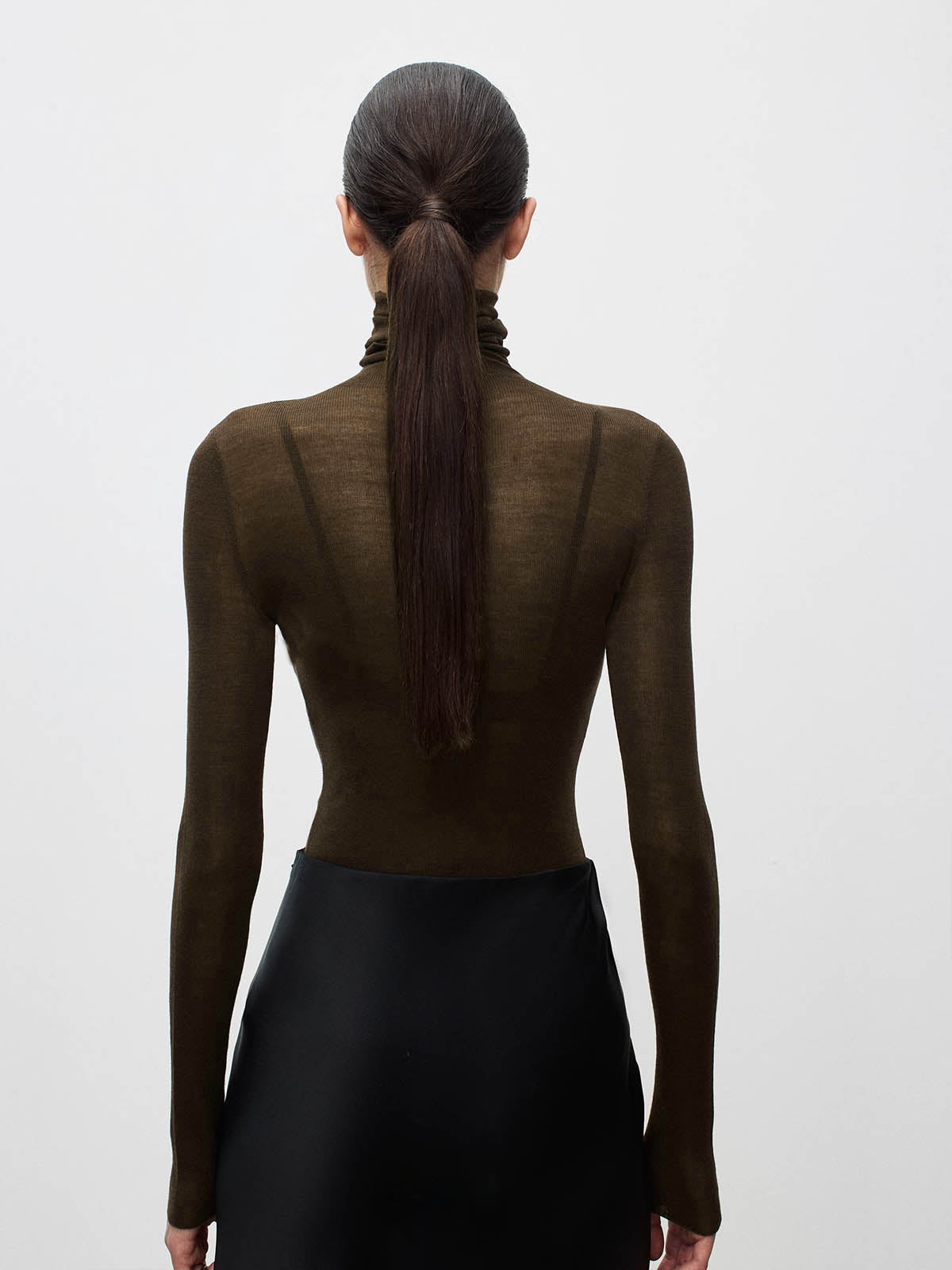 Pull col roulé femme en laine transparent