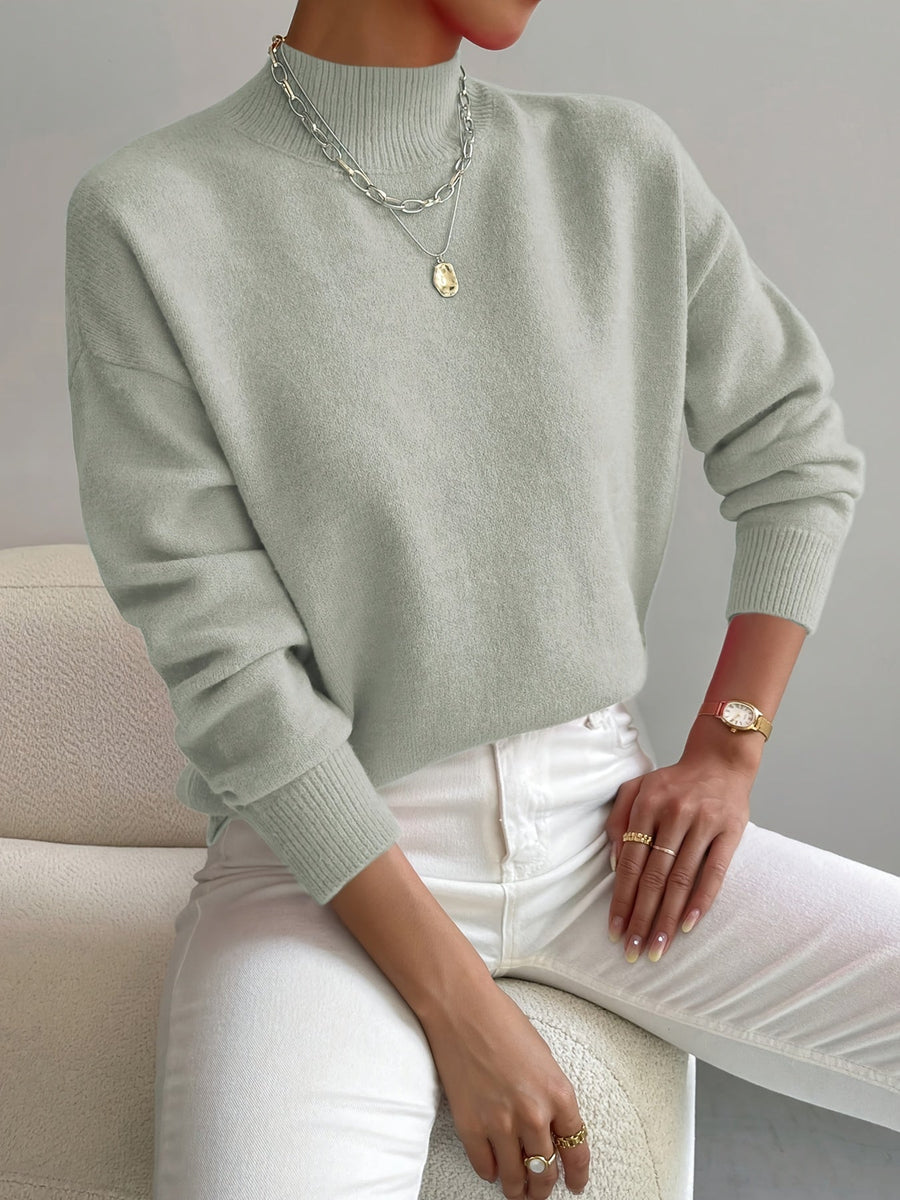 Pull Col Roulé Femme Maille Douce Hiver