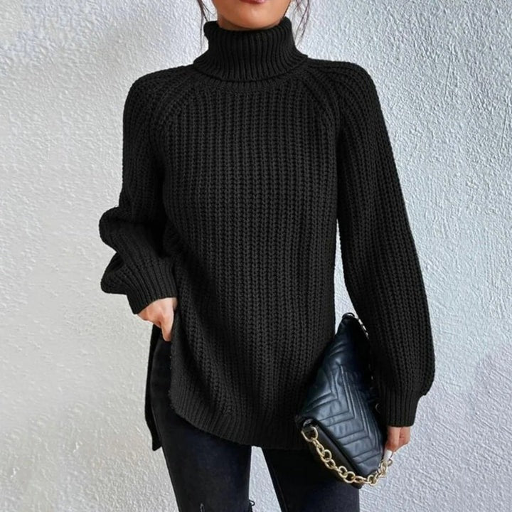 Pull col roulé femme manches longues ample