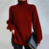 Pull col roulé femme manches longues ample