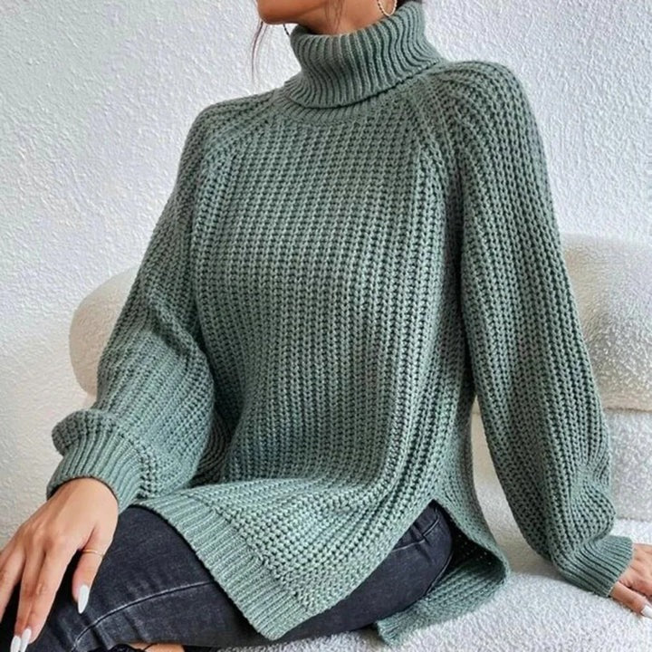 Pull col roulé femme manches longues ample