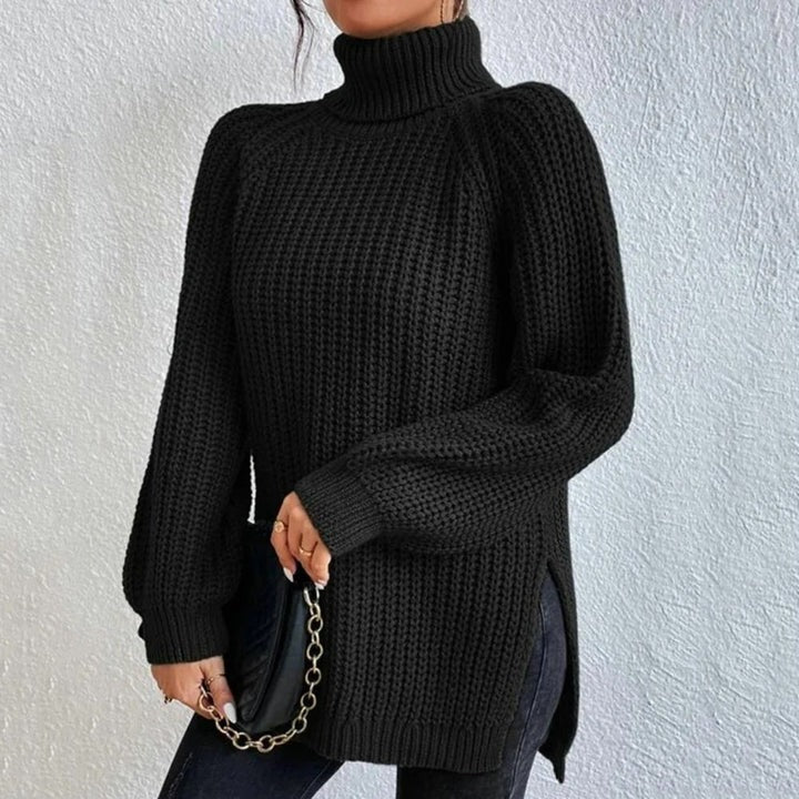 Pull col roulé femme manches longues ample
