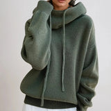 Pull col roulé femme oversize en maille - Vert