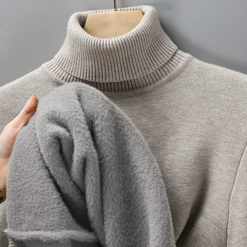 Pull col roulé homme chaud coupe ajustée