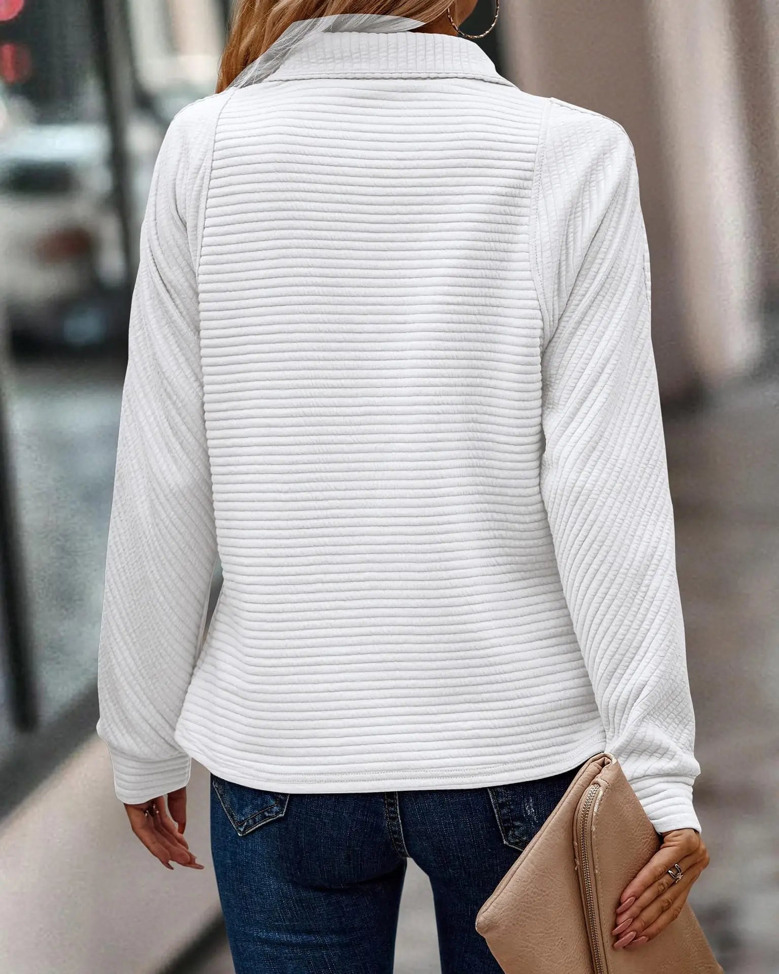 Pull Col V Zippé Femme