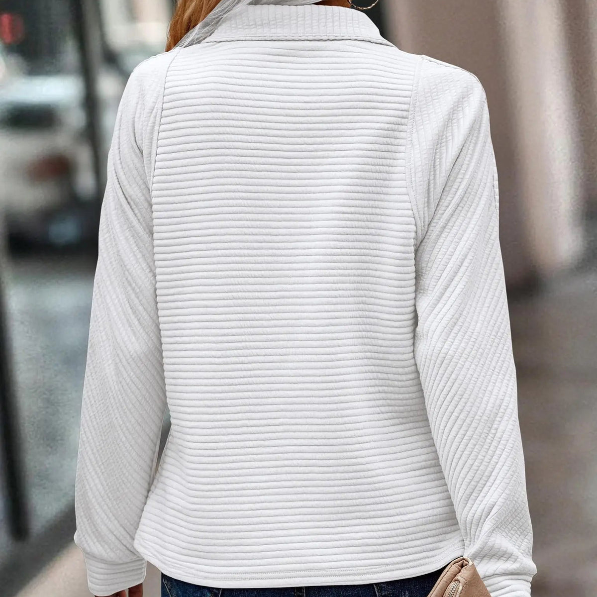 Pull Col V Zippé Femme