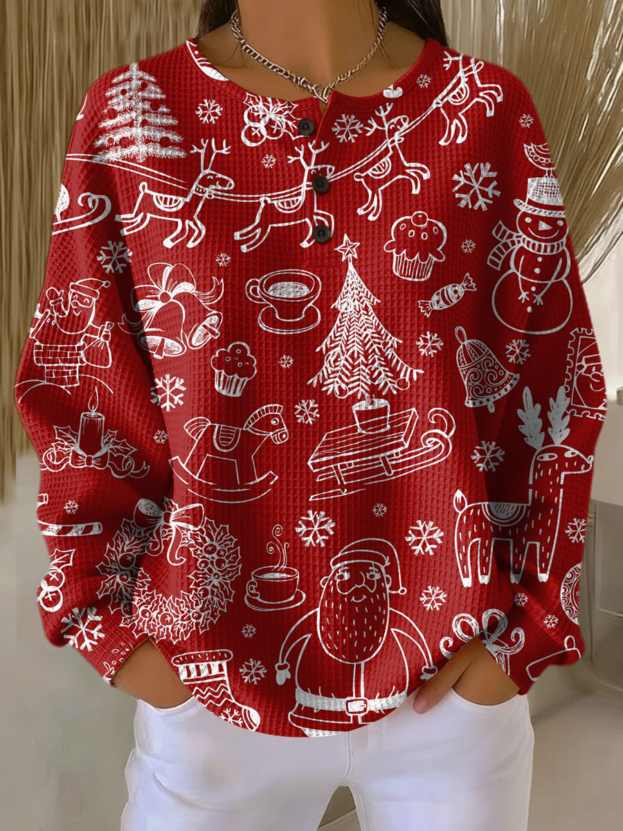 Pull en maille gaufre épaisse femme, manches longues, intérieur brossé