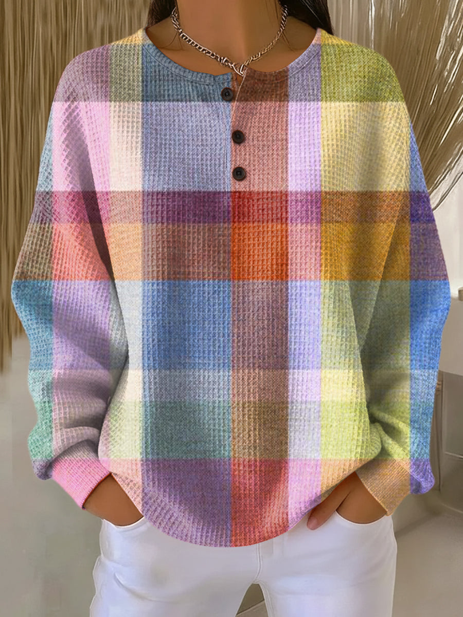 Pull en maille gaufre épaisse femme, manches longues, intérieur brossé