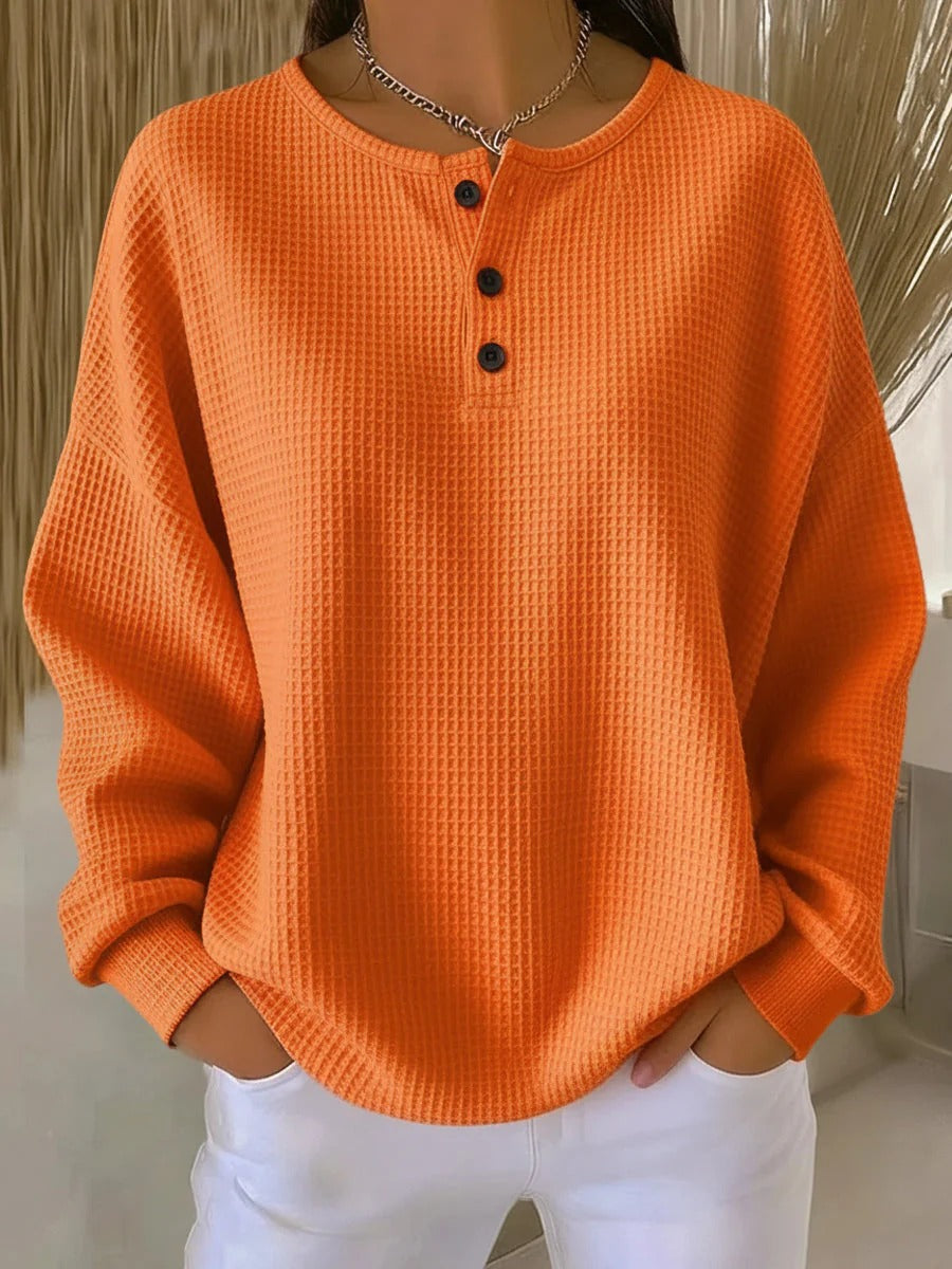 Pull en maille gaufre épaisse femme, manches longues, intérieur brossé