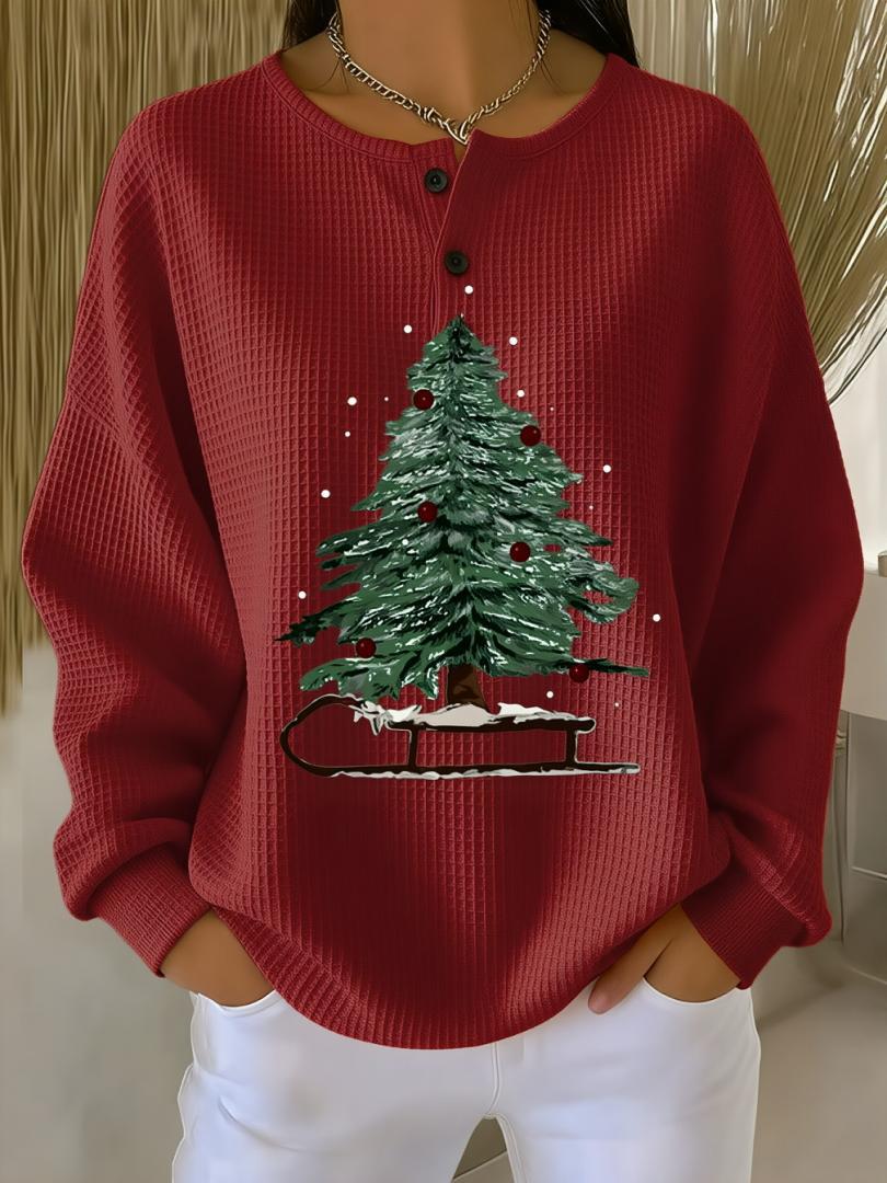 Pull en maille gaufre épaisse femme, manches longues, intérieur brossé