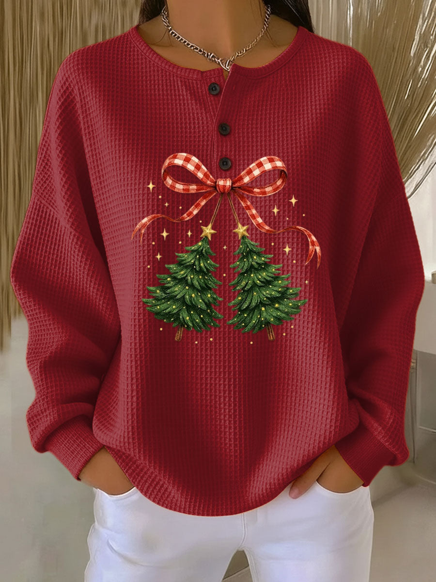 Pull en maille gaufre épaisse femme, manches longues, intérieur brossé