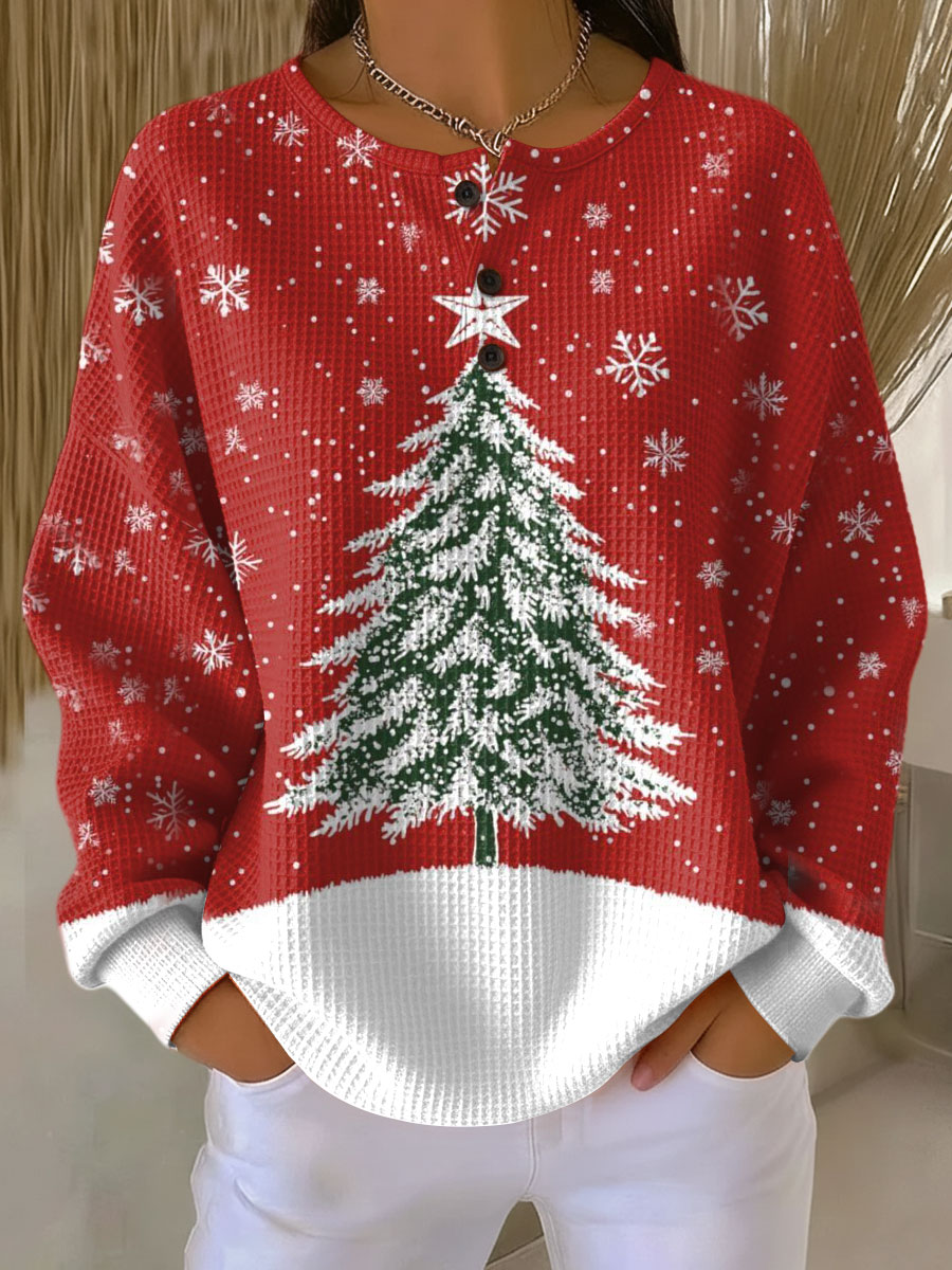 Pull en maille gaufre épaisse femme, manches longues, intérieur brossé