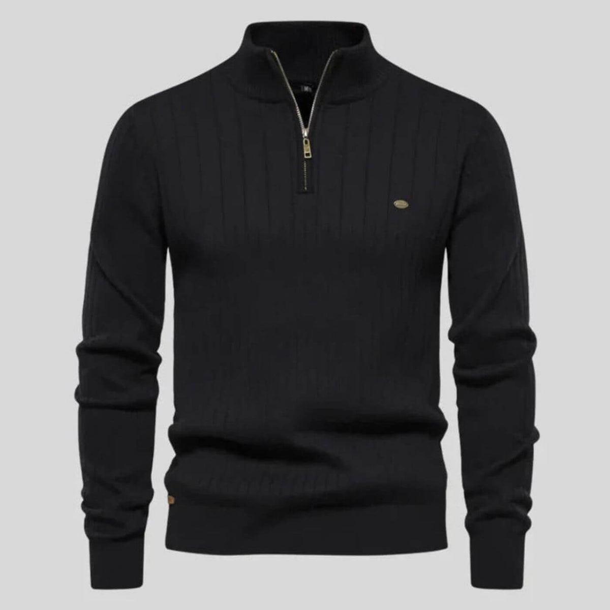 Pull Homme en Coton Coupe Ajustée - Noir