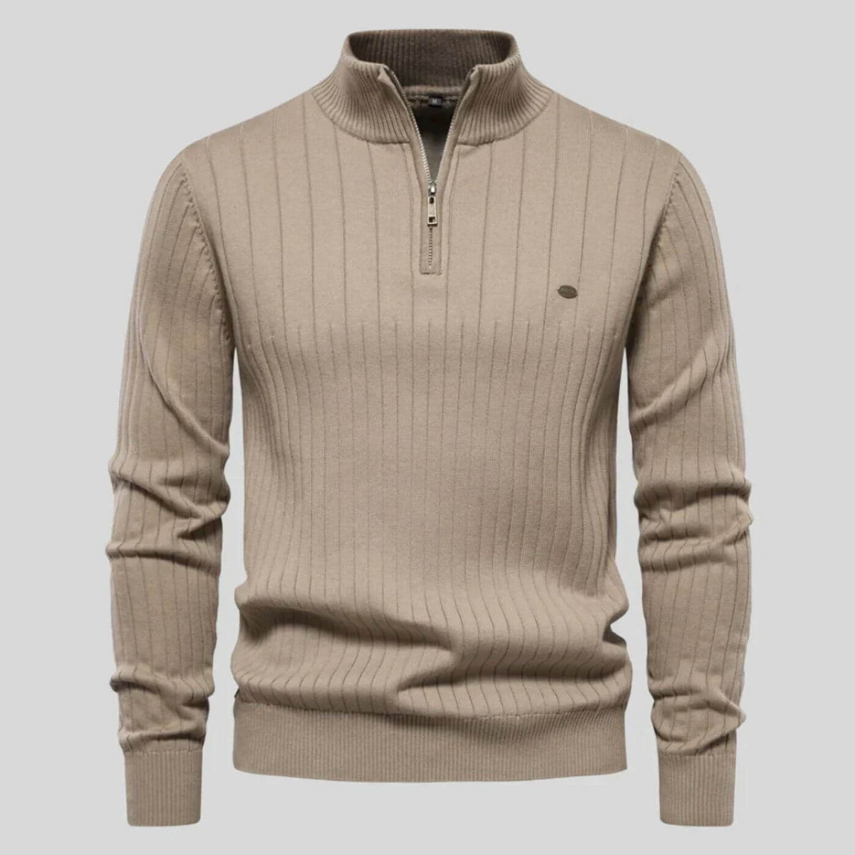 Pull Homme en Coton Coupe Ajustée - Beige
