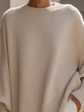 Pull oversize femme en laine col rond