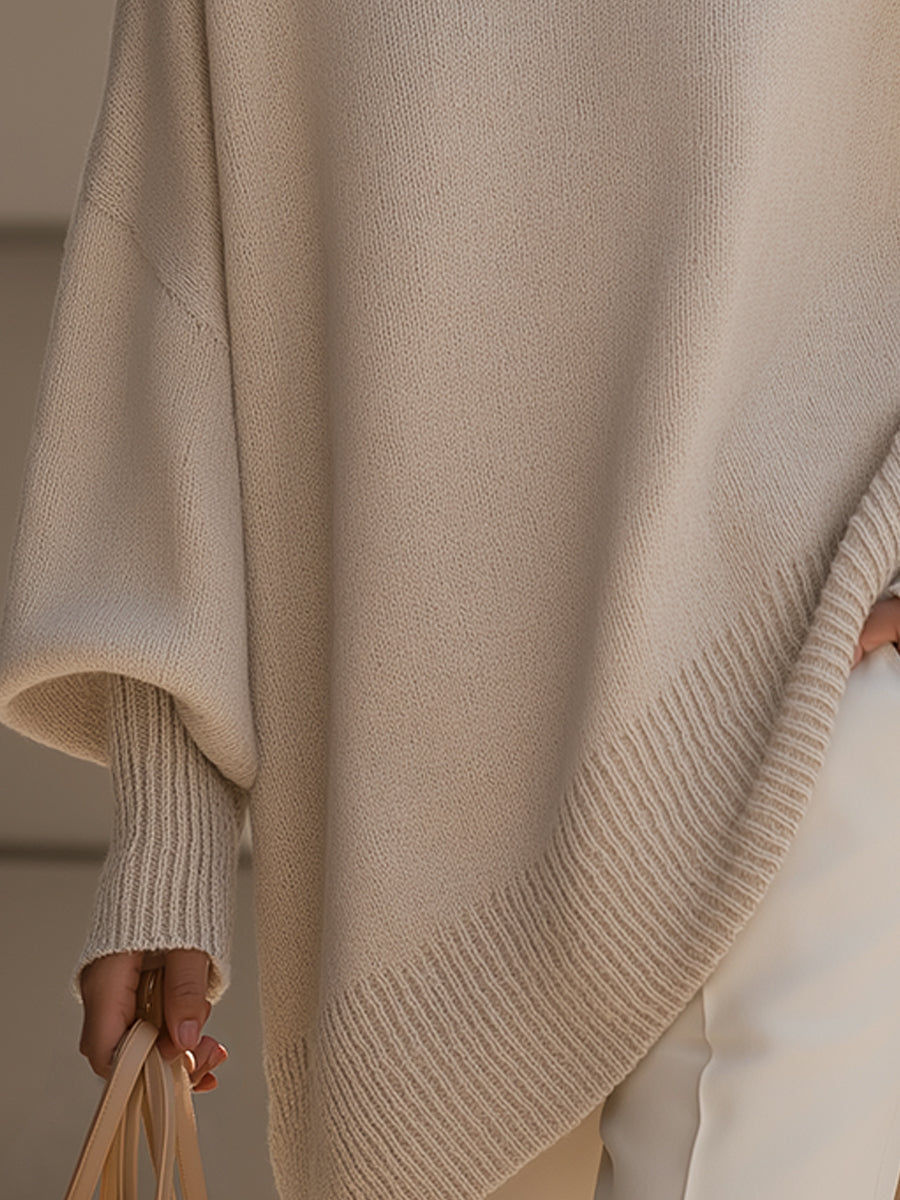 Pull oversize femme en laine col rond