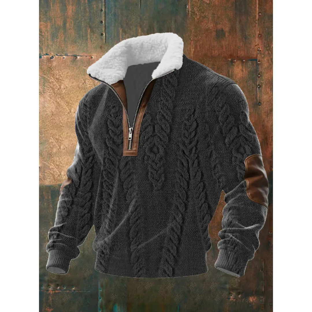 Pull polaire col haut homme coupe ajustée - Noir