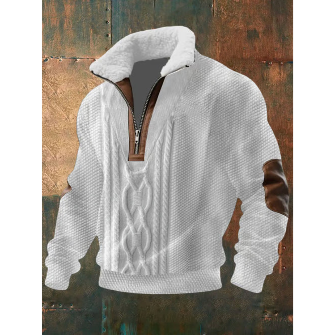 Pull polaire col haut homme coupe ajustée - Blanc